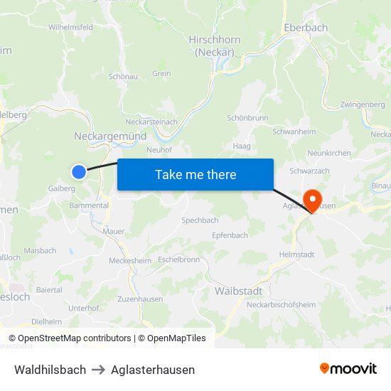 Waldhilsbach to Aglasterhausen map