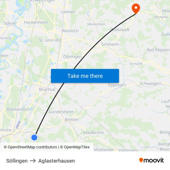 Söllingen to Aglasterhausen map