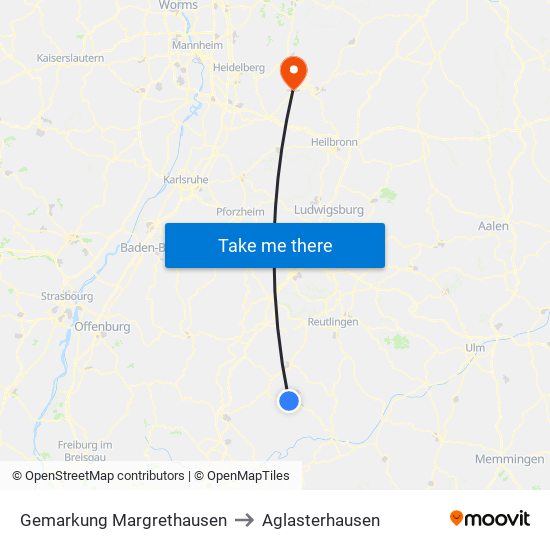 Gemarkung Margrethausen to Aglasterhausen map