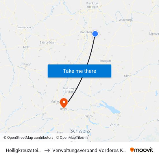 Heiligkreuzsteinach to Verwaltungsverband Vorderes Kandertal map