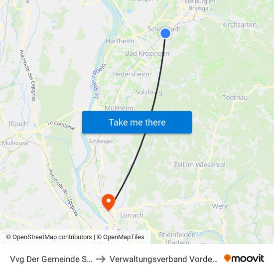 Vvg Der Gemeinde Schallstadt to Verwaltungsverband Vorderes Kandertal map