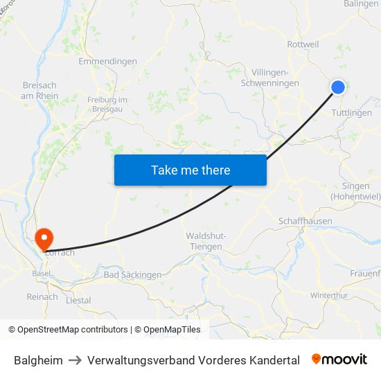 Balgheim to Verwaltungsverband Vorderes Kandertal map