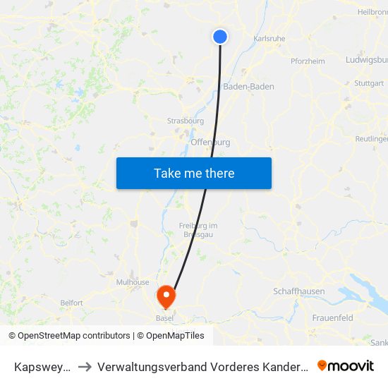 Kapsweyer to Verwaltungsverband Vorderes Kandertal map