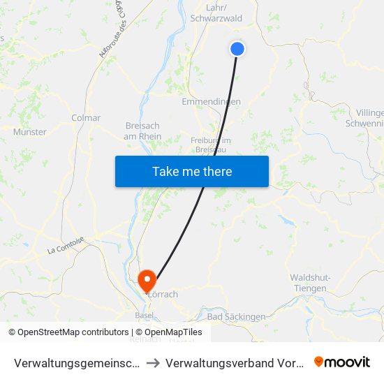 Verwaltungsgemeinschaft Seelbach to Verwaltungsverband Vorderes Kandertal map