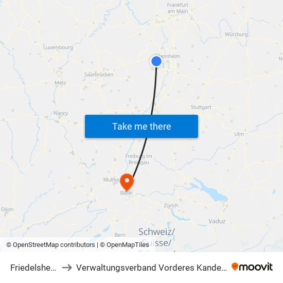Friedelsheim to Verwaltungsverband Vorderes Kandertal map