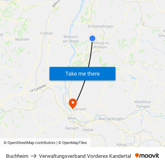 Buchheim to Verwaltungsverband Vorderes Kandertal map