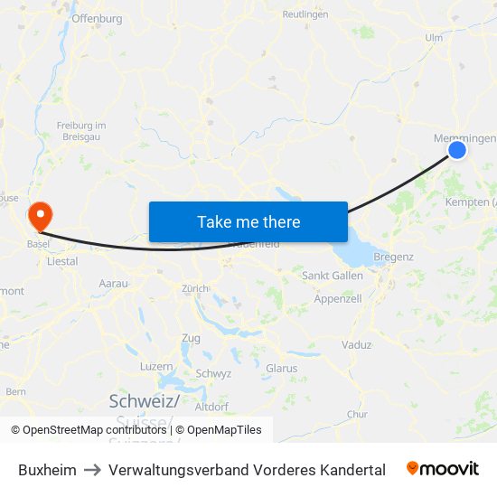 Buxheim to Verwaltungsverband Vorderes Kandertal map