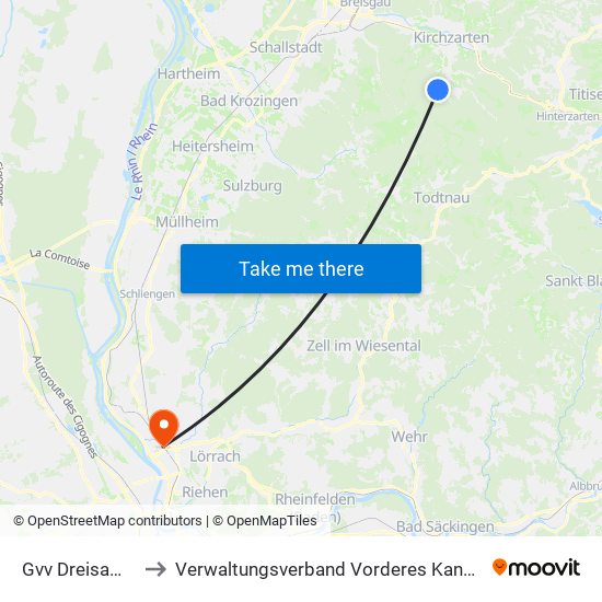 Gvv Dreisamtal to Verwaltungsverband Vorderes Kandertal map