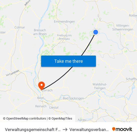 Verwaltungsgemeinschaft Furtwangen Im Schwarzwald to Verwaltungsverband Vorderes Kandertal map