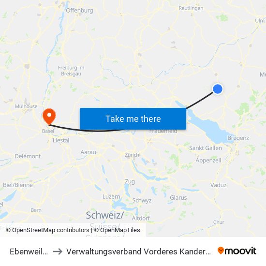 Ebenweiler to Verwaltungsverband Vorderes Kandertal map