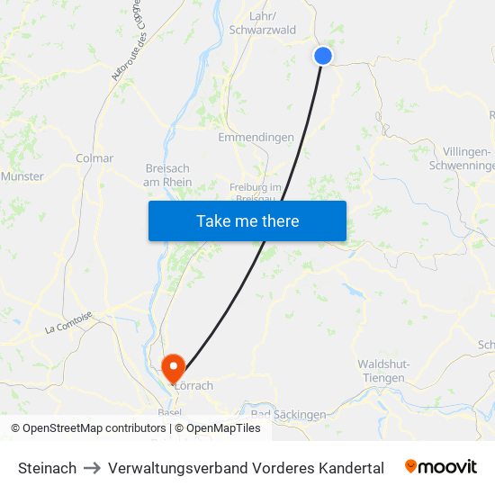 Steinach to Verwaltungsverband Vorderes Kandertal map