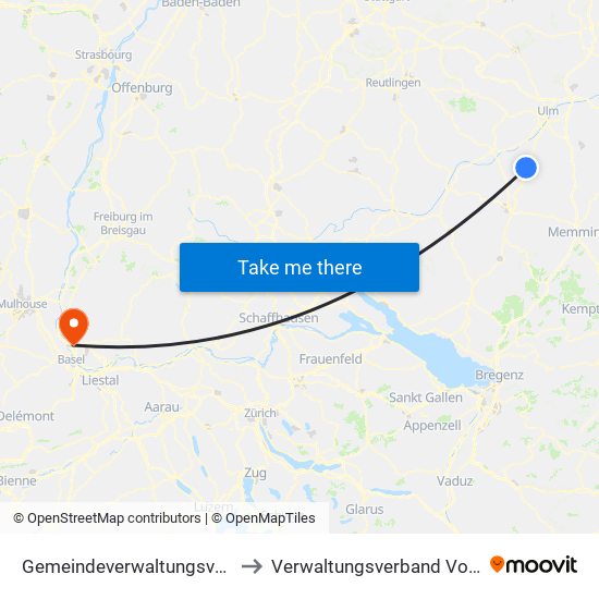 Gemeindeverwaltungsverband Laupheim to Verwaltungsverband Vorderes Kandertal map