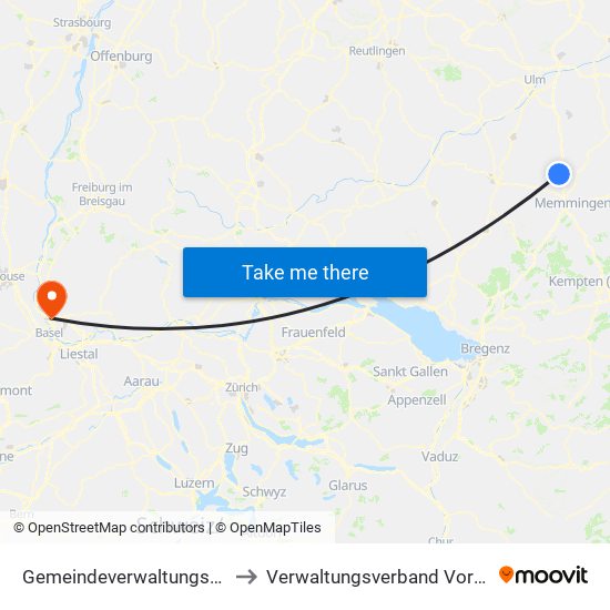 Gemeindeverwaltungsverband Illertal to Verwaltungsverband Vorderes Kandertal map