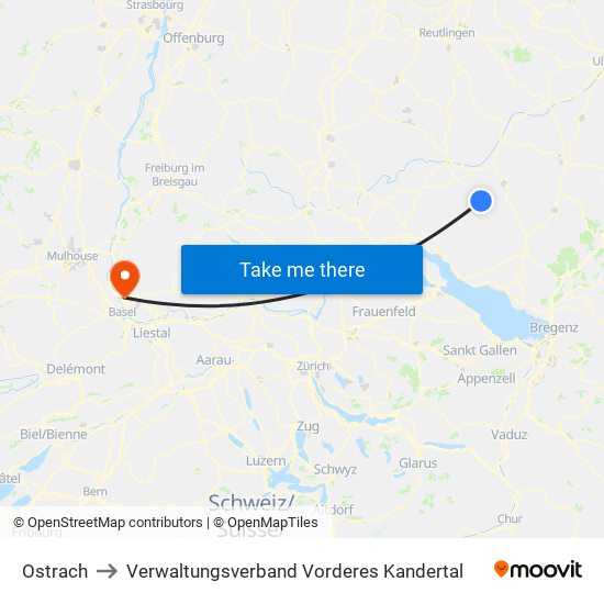 Ostrach to Verwaltungsverband Vorderes Kandertal map