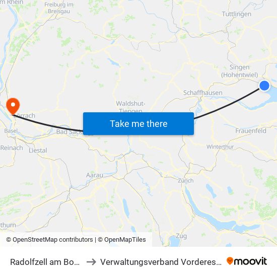 Radolfzell am Bodensee to Verwaltungsverband Vorderes Kandertal map