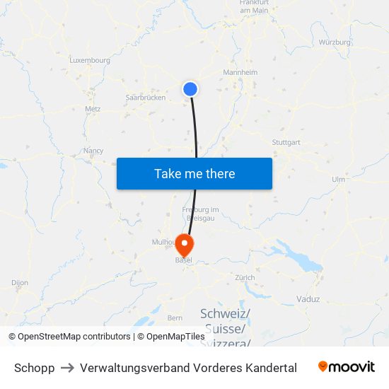 Schopp to Verwaltungsverband Vorderes Kandertal map