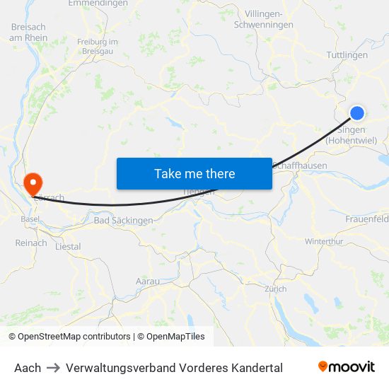 Aach to Verwaltungsverband Vorderes Kandertal map