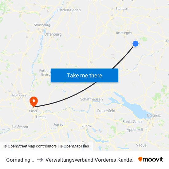 Gomadingen to Verwaltungsverband Vorderes Kandertal map