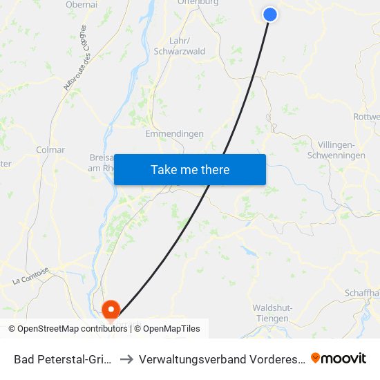 Bad Peterstal-Griesbach to Verwaltungsverband Vorderes Kandertal map