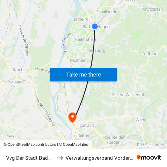 Vvg Der Stadt Bad Krozingen to Verwaltungsverband Vorderes Kandertal map