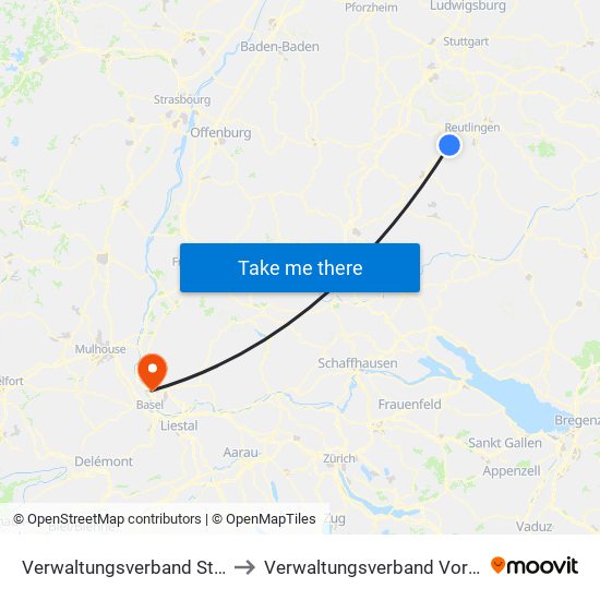 Verwaltungsverband Steinlach-Wiesaz to Verwaltungsverband Vorderes Kandertal map