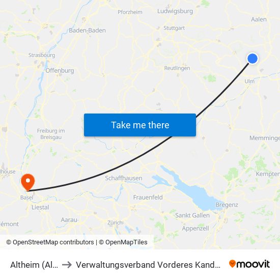 Altheim (Alb) to Verwaltungsverband Vorderes Kandertal map