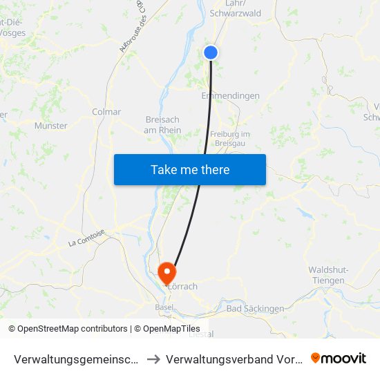 Verwaltungsgemeinschaft Ettenheim to Verwaltungsverband Vorderes Kandertal map