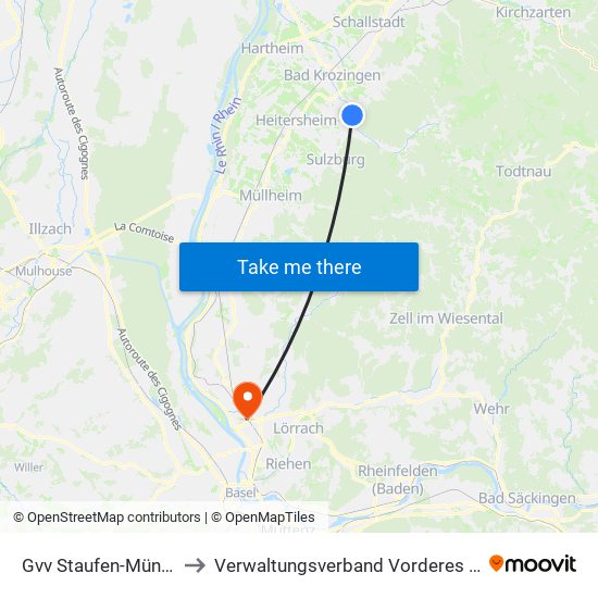 Gvv Staufen-Münstertal to Verwaltungsverband Vorderes Kandertal map