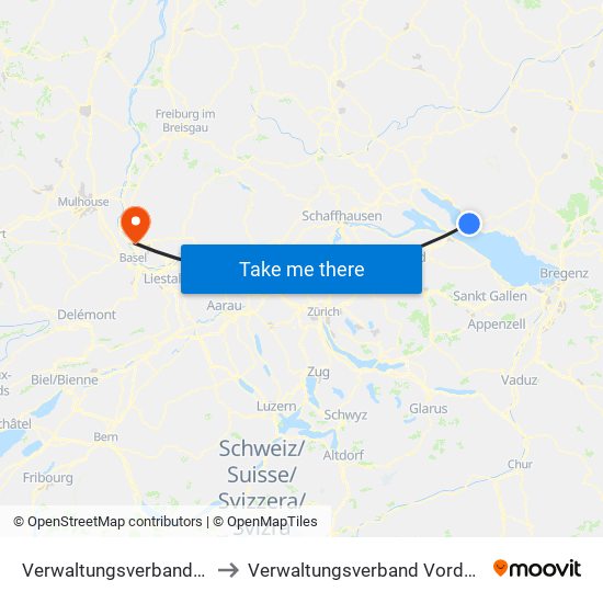 Verwaltungsverband Meersburg to Verwaltungsverband Vorderes Kandertal map