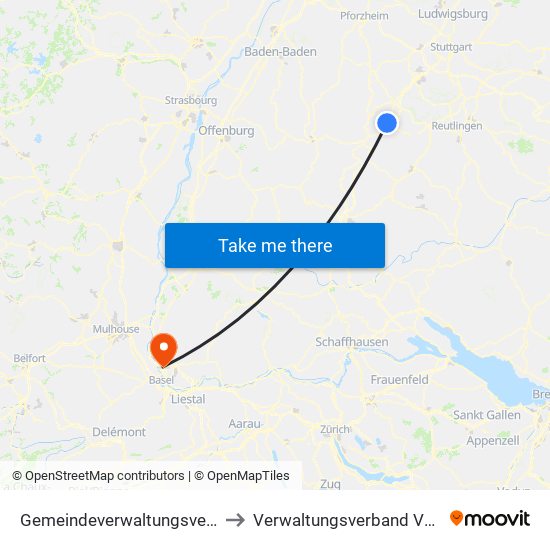 Gemeindeverwaltungsverband Oberes Gäu to Verwaltungsverband Vorderes Kandertal map