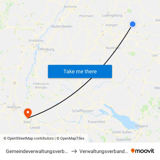 Gemeindeverwaltungsverband Plüderhausen-Urbach to Verwaltungsverband Vorderes Kandertal map