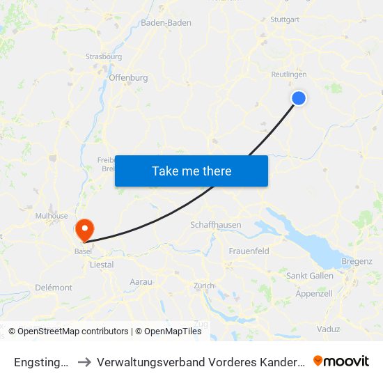 Engstingen to Verwaltungsverband Vorderes Kandertal map
