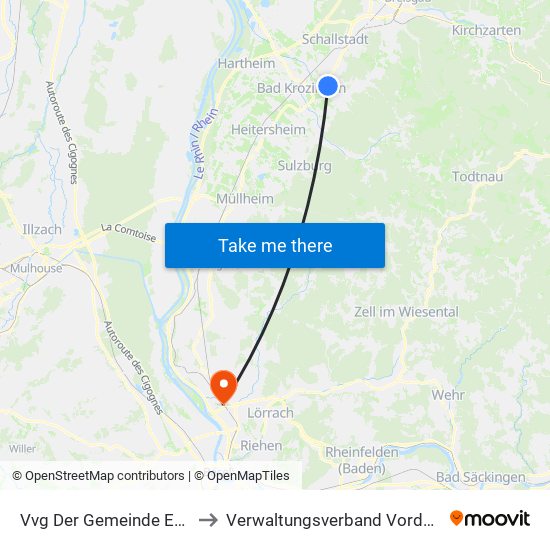 Vvg Der Gemeinde Ehrenkirchen to Verwaltungsverband Vorderes Kandertal map