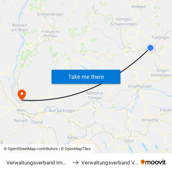 Verwaltungsverband Immendingen-Geisingen to Verwaltungsverband Vorderes Kandertal map