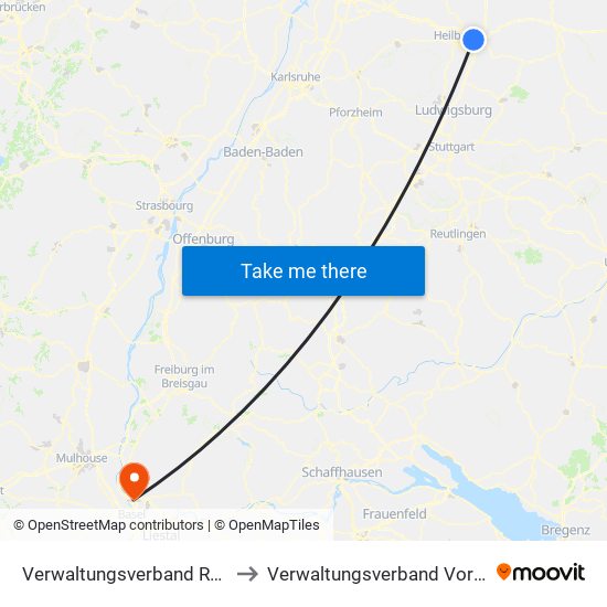 Verwaltungsverband Raum Weinsberg to Verwaltungsverband Vorderes Kandertal map