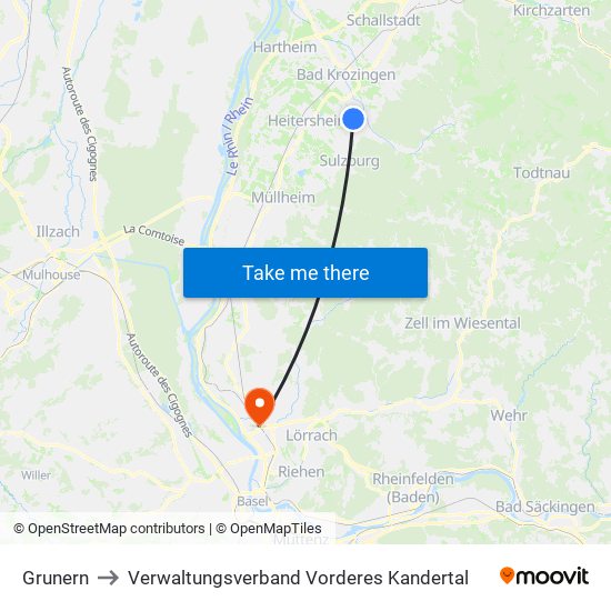 Grunern to Verwaltungsverband Vorderes Kandertal map