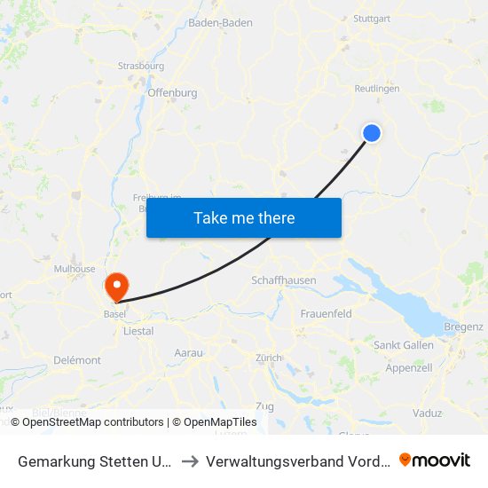 Gemarkung Stetten Unter Holstein to Verwaltungsverband Vorderes Kandertal map