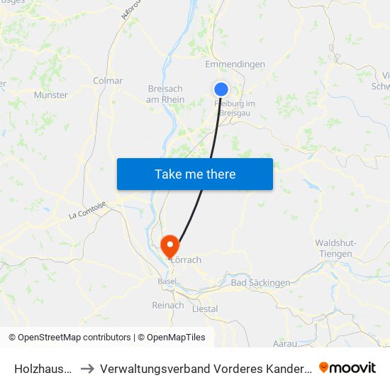 Holzhausen to Verwaltungsverband Vorderes Kandertal map