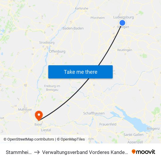 Stammheim to Verwaltungsverband Vorderes Kandertal map