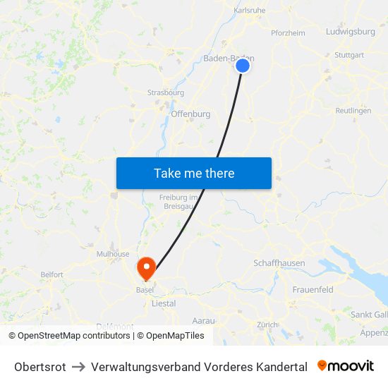 Obertsrot to Verwaltungsverband Vorderes Kandertal map