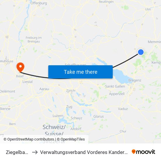 Ziegelbach to Verwaltungsverband Vorderes Kandertal map