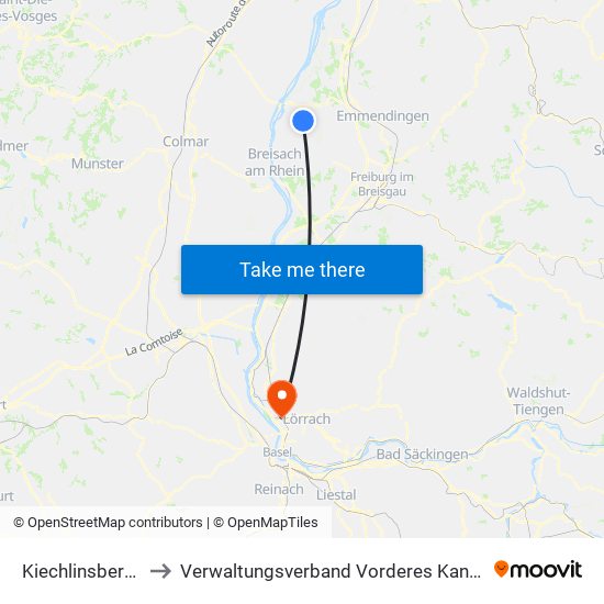 Kiechlinsbergen to Verwaltungsverband Vorderes Kandertal map