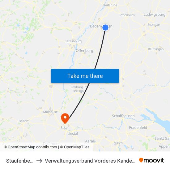 Staufenberg to Verwaltungsverband Vorderes Kandertal map