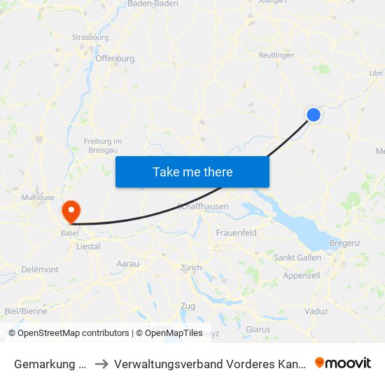 Gemarkung Zell to Verwaltungsverband Vorderes Kandertal map