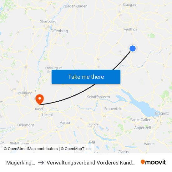 Mägerkingen to Verwaltungsverband Vorderes Kandertal map