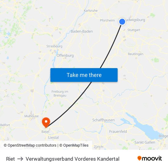 Riet to Verwaltungsverband Vorderes Kandertal map