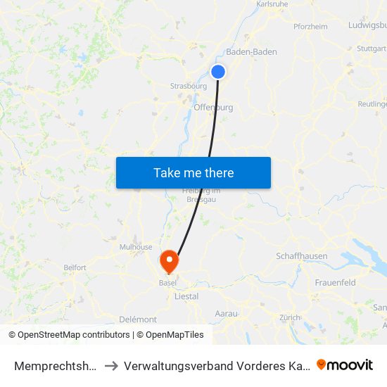 Memprechtshofen to Verwaltungsverband Vorderes Kandertal map