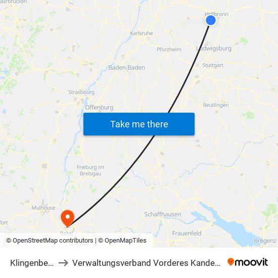 Klingenberg to Verwaltungsverband Vorderes Kandertal map