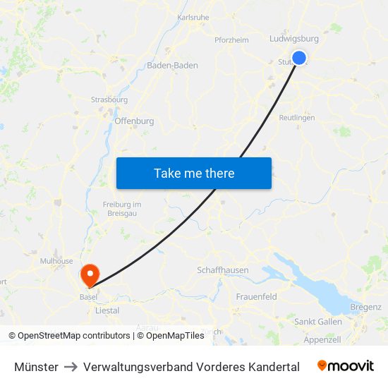 Münster to Verwaltungsverband Vorderes Kandertal map