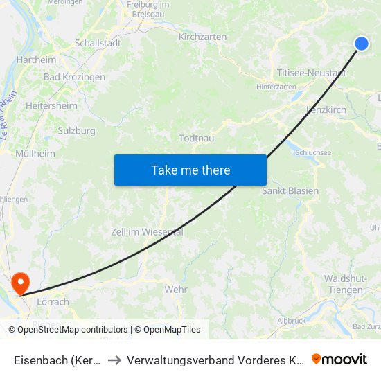 Eisenbach (Kernort) to Verwaltungsverband Vorderes Kandertal map